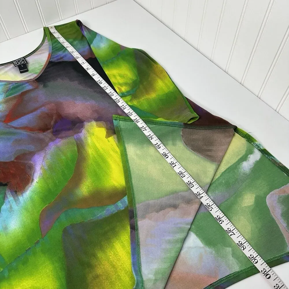 Clara Sun Woo Tunic Top Women Sz L Abstract Watercolor Art To Wear Artsy Shirt - Picture 9 of 10
